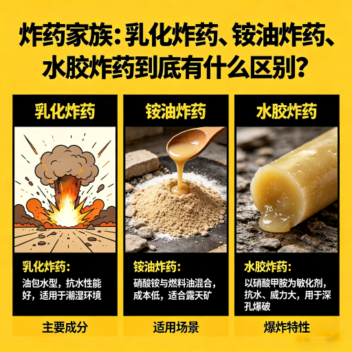 盐源炸药家族：乳化炸药、铵油炸药、水胶炸药到底有什么区别？